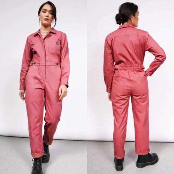 Wildfang Essential Long Sleeve Coverall Jumpsuit Rose Pink Utility 3X - Picture 1 of 8